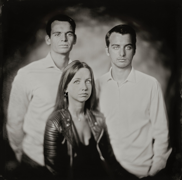 30x30 cm Wetplate Tintype portret van Max, Marlou en Luc